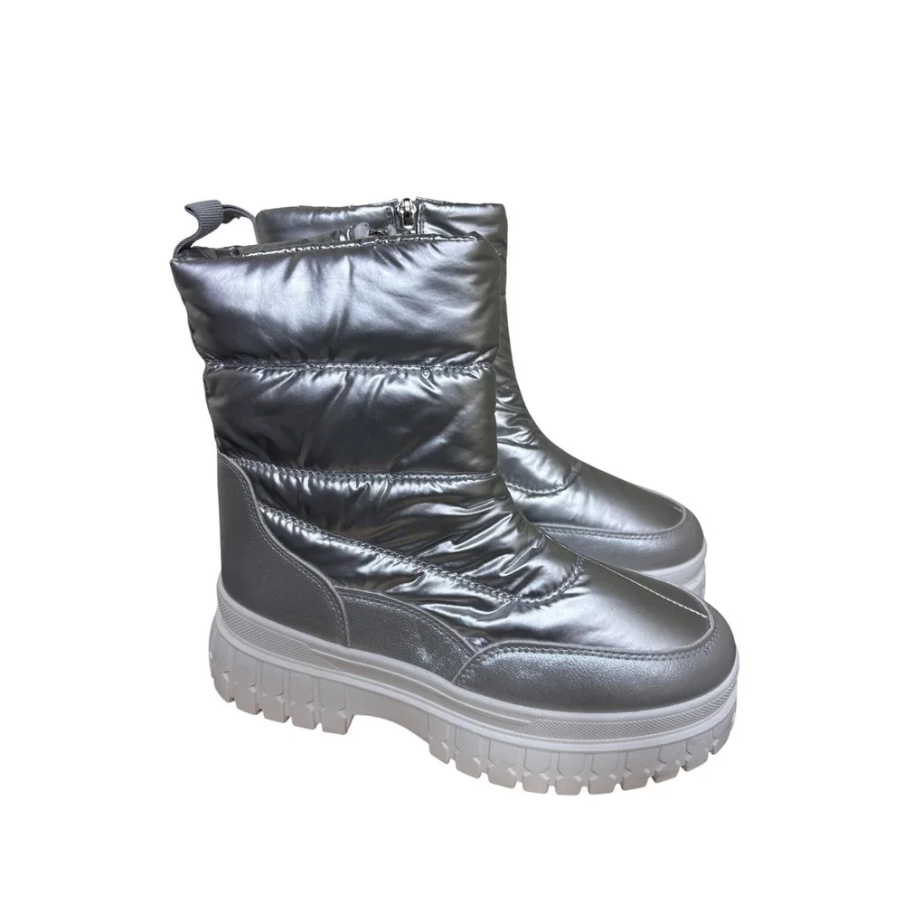 Dirty Laundry Dashh Puff Platform Bootie Size 8 Silver Metallic Quilted Puffer
